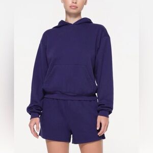 Skims Concord Blue Cotton Fleece Hoodie